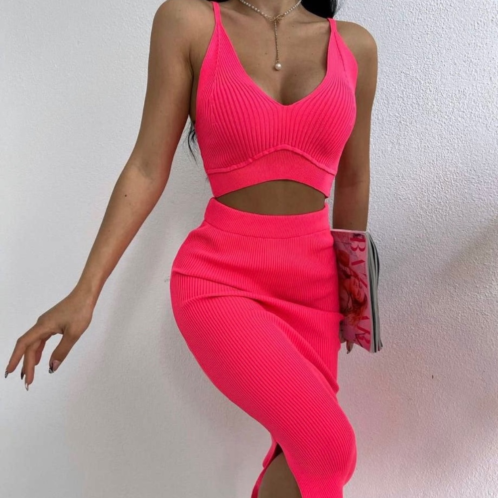 Annabel 2PC Skirt Set- Pink